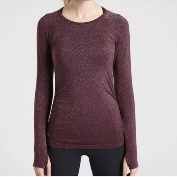 Athleta Tops - ATHLETA Speedlight Glow Top Womens S Long Sleeve Athletic Shirt Stretch Burgundy